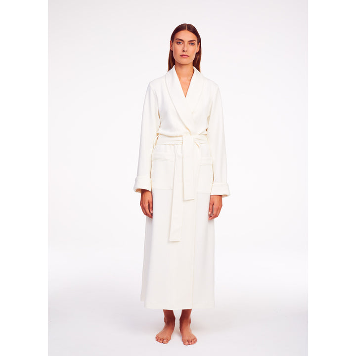 Sylvie Ivory Matelasse Long Wrap Robe