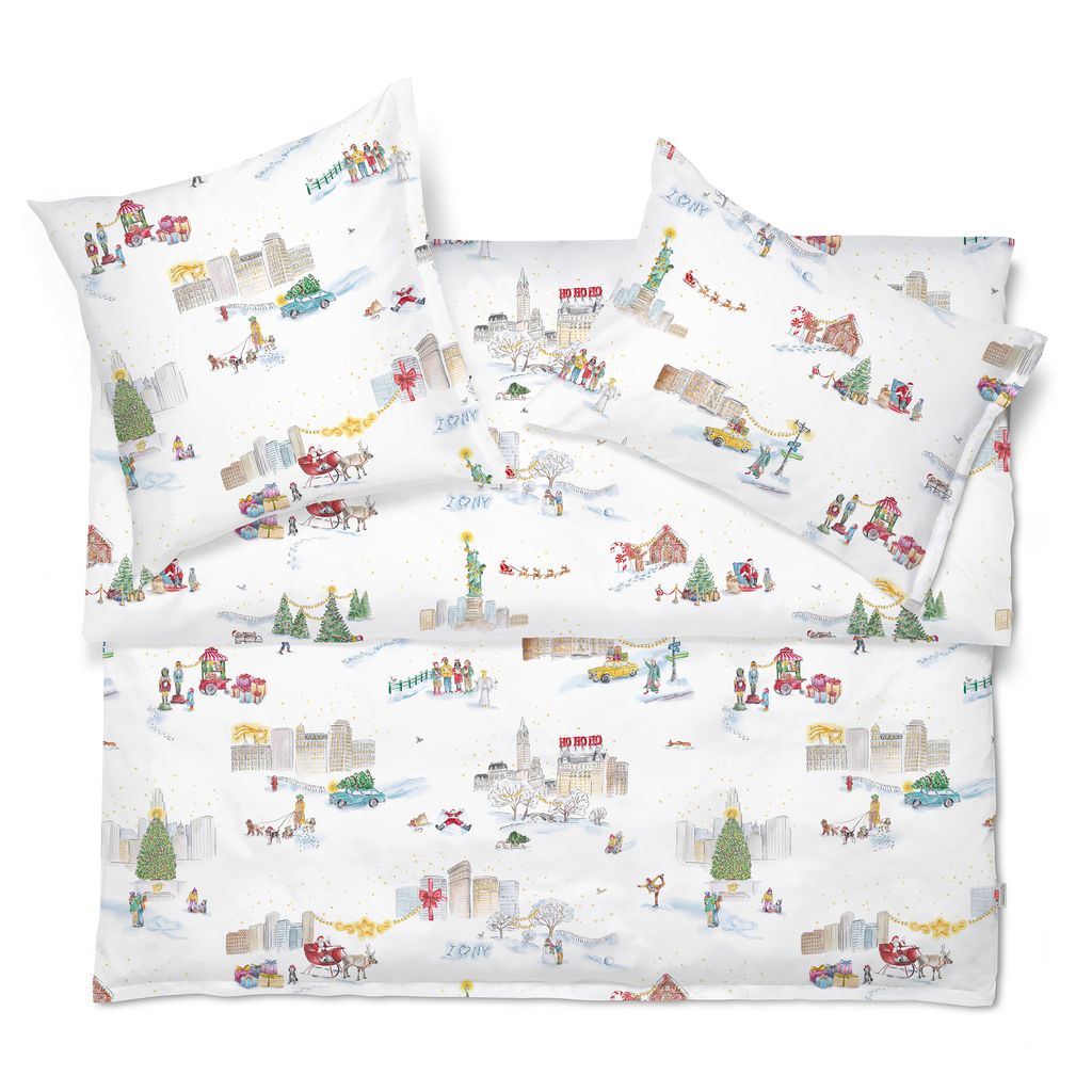 Santa in New York Duvet Cover and Shams by Schlossberg