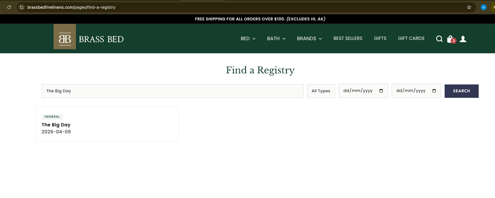 Find a Registry search page with results