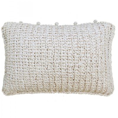 Ivory Knitted Silk Decorative Pillow