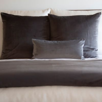 Duchess + Velvet Reversible Pillows in Coal